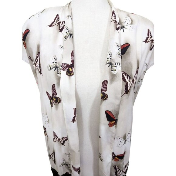 Womens Size 14 Longline Open Vest Fringed Butterfly Print Festival Artsy Boho - Picture 5 of 8